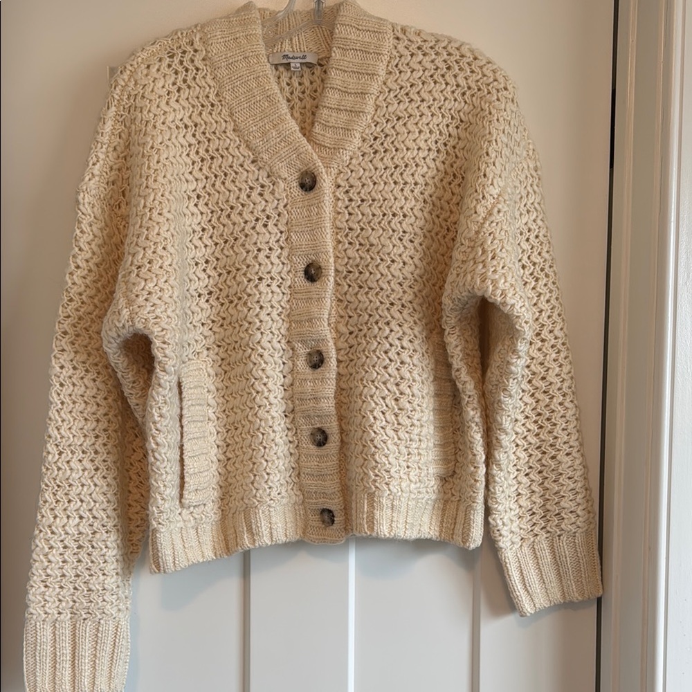 Madewell Cream Knit Cardigan Sweater